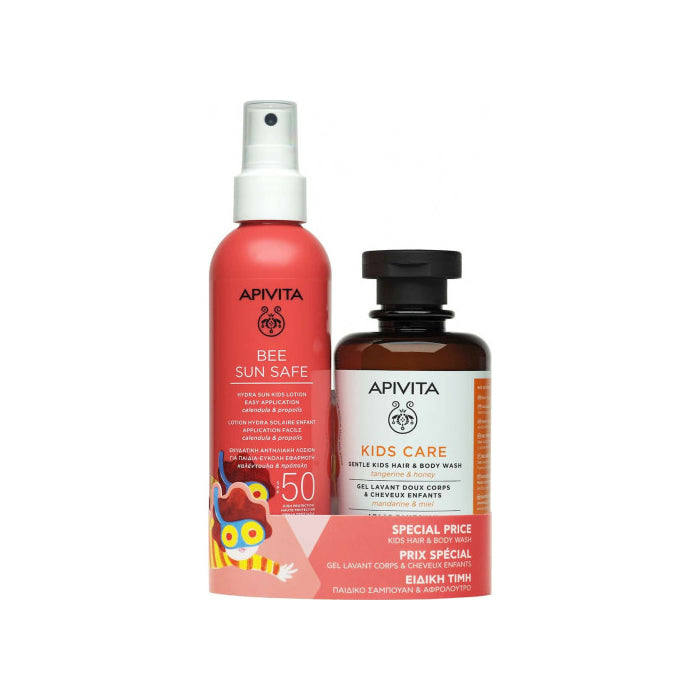 Apivita Bee Sun Safe Children's Spray Lotion Spf50 200ml + Apivita Kids Hair & Body Hair & Mandarin Honey 200ml Jag Couture London - New York