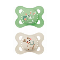 Mam Original Pure Silicone Pacifier 2-6 Months Green/Beige Smooth - 2 Units