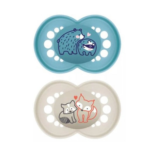 Mam Original Pure Silicone Pacifier +6Months Blue/Beige 2Units