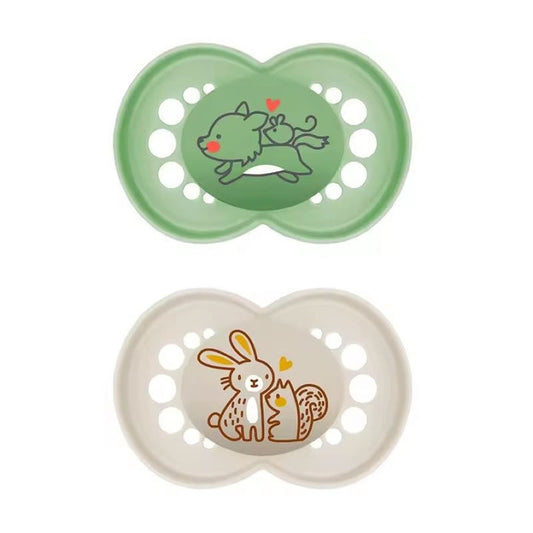 Mam Original Pure Silicone Pacifier +6 Months Green/Beige - 2 Units