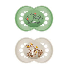 Mam Original Pure Silicone Pacifier +6 Months Green/Beige - 2 Units