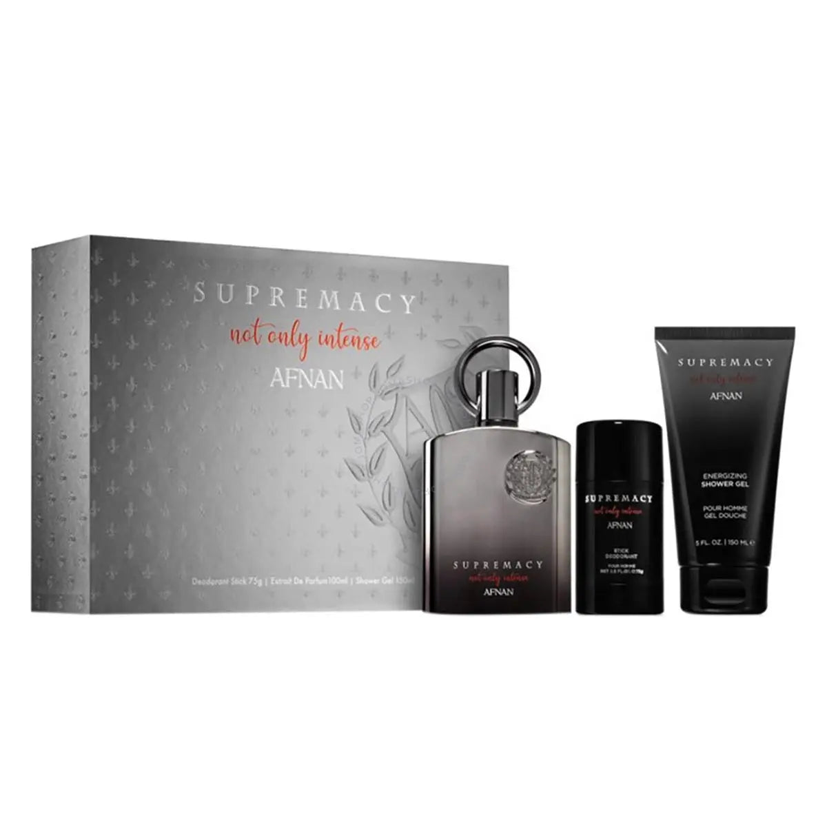 Afnan Supremacy Not Only Intense Eau De Parfum 100ml Spray Gel De Baño 100ml Desodorante Stick 75ml Jag Couture London - New York