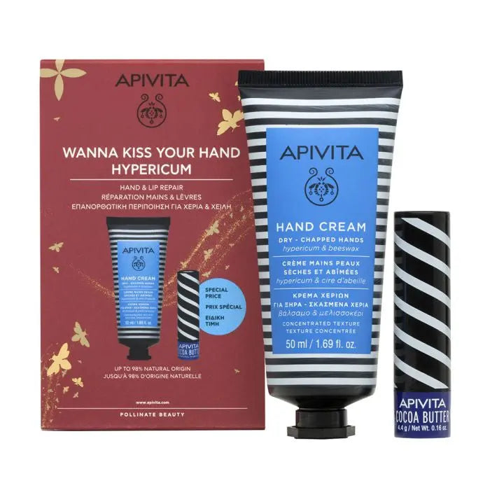 Apivita Hypericum Hand Cream 50ml+ Lip Balm 4.4g Set 2 Pieces Jag Couture London - New York