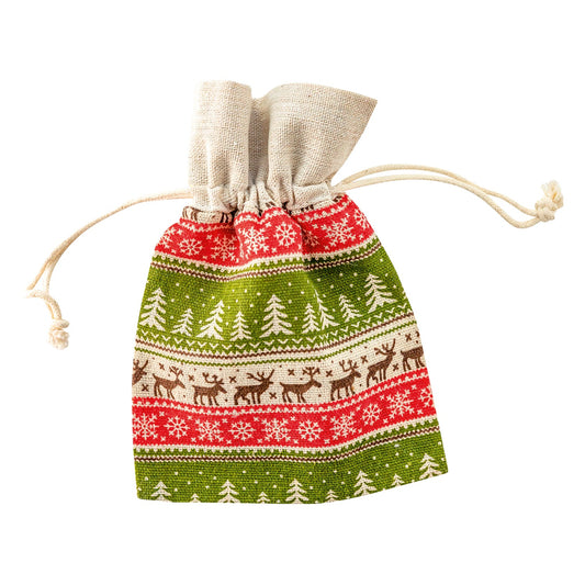 Christmas design cotton bag with drawstring 17 x 12cm