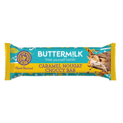 Buttermilk malt flavoured nougat with a caramel layer enrobed in plant based chocolate