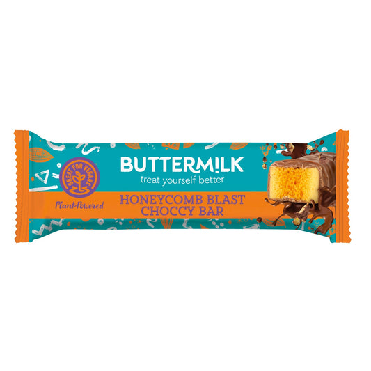 Buttermilk honeycomb bar enrobed in plant based chocolate