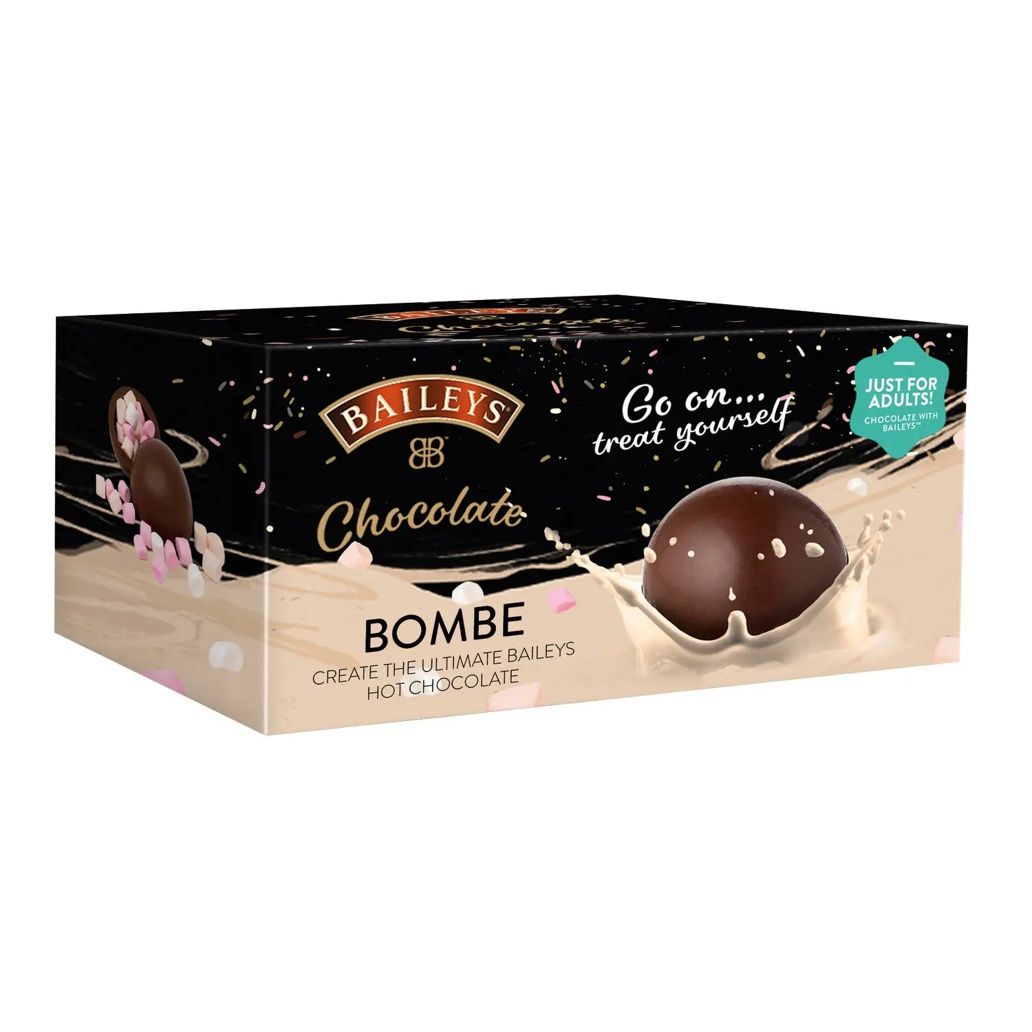 Baileys bombe - trio of dark chocolate with mini marshmallows inside Jag Couture London - New York