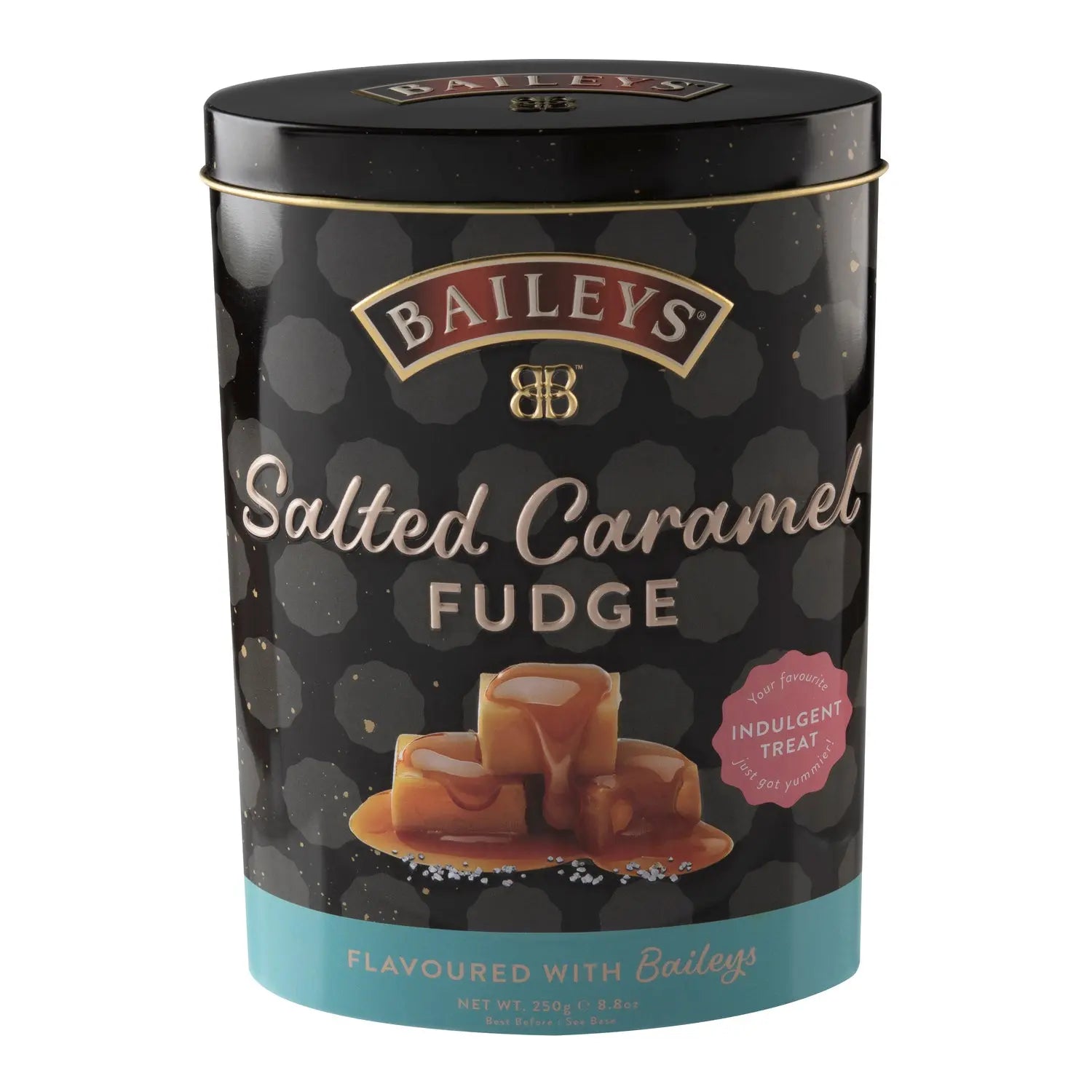 Baileys salted caramel flavoured luxury fudge in tin Jag Couture London - New York