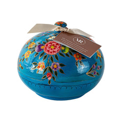 Bright Flowers design of 6" Bonbonniere with dark chocolate coated almonds and milk chocolate orange peel Jag Couture London - New York