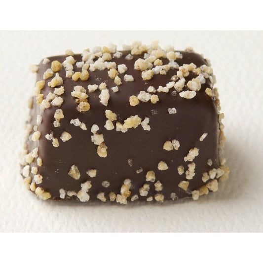 Marzipan Hazelnut - marzipan covered in dark chocolate with chopped nut decoration 14.6g