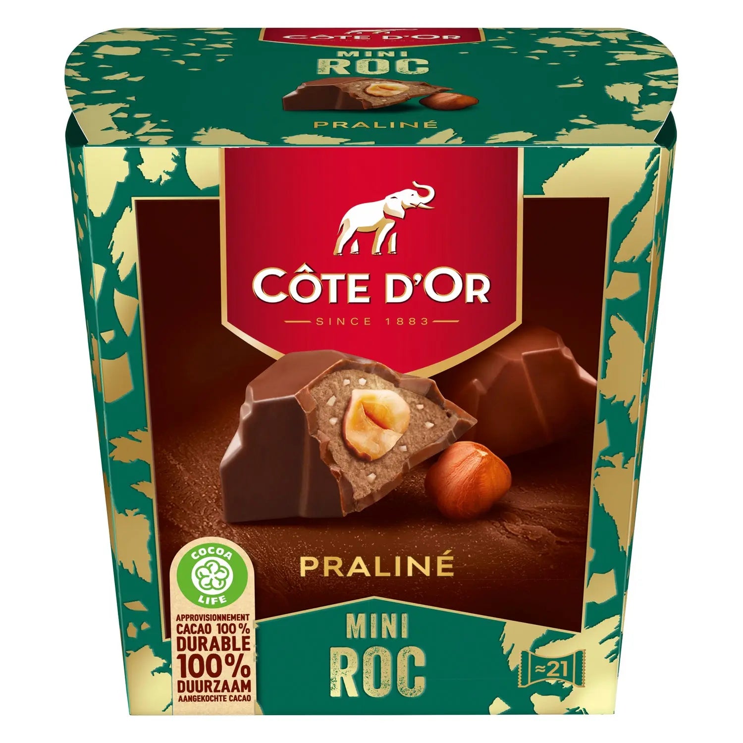 Cote d'Or Mini Roc Praline - smooth milk chocolate with a whole hazelnut, soft praline and crispy pieces Jag Couture London - New York