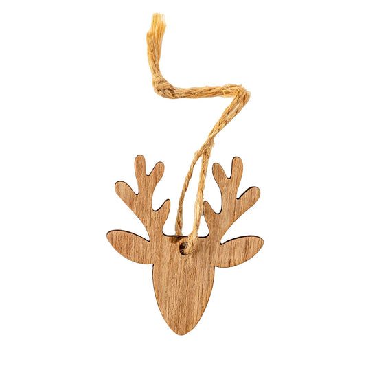Wooden deer hanger with rope loop 5 x 4.3cm