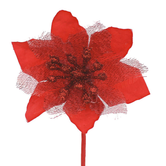 Red poinsettia 10.5 x 7.5cm