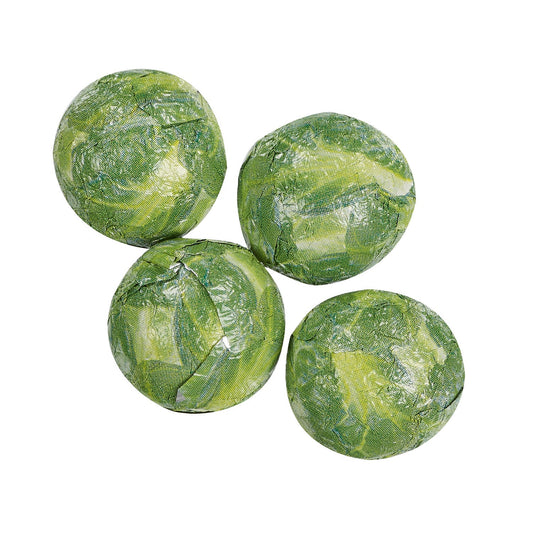 Solid milk chocolate balls in sprout design foil