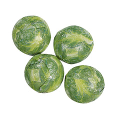 Solid milk chocolate balls in sprout design foil