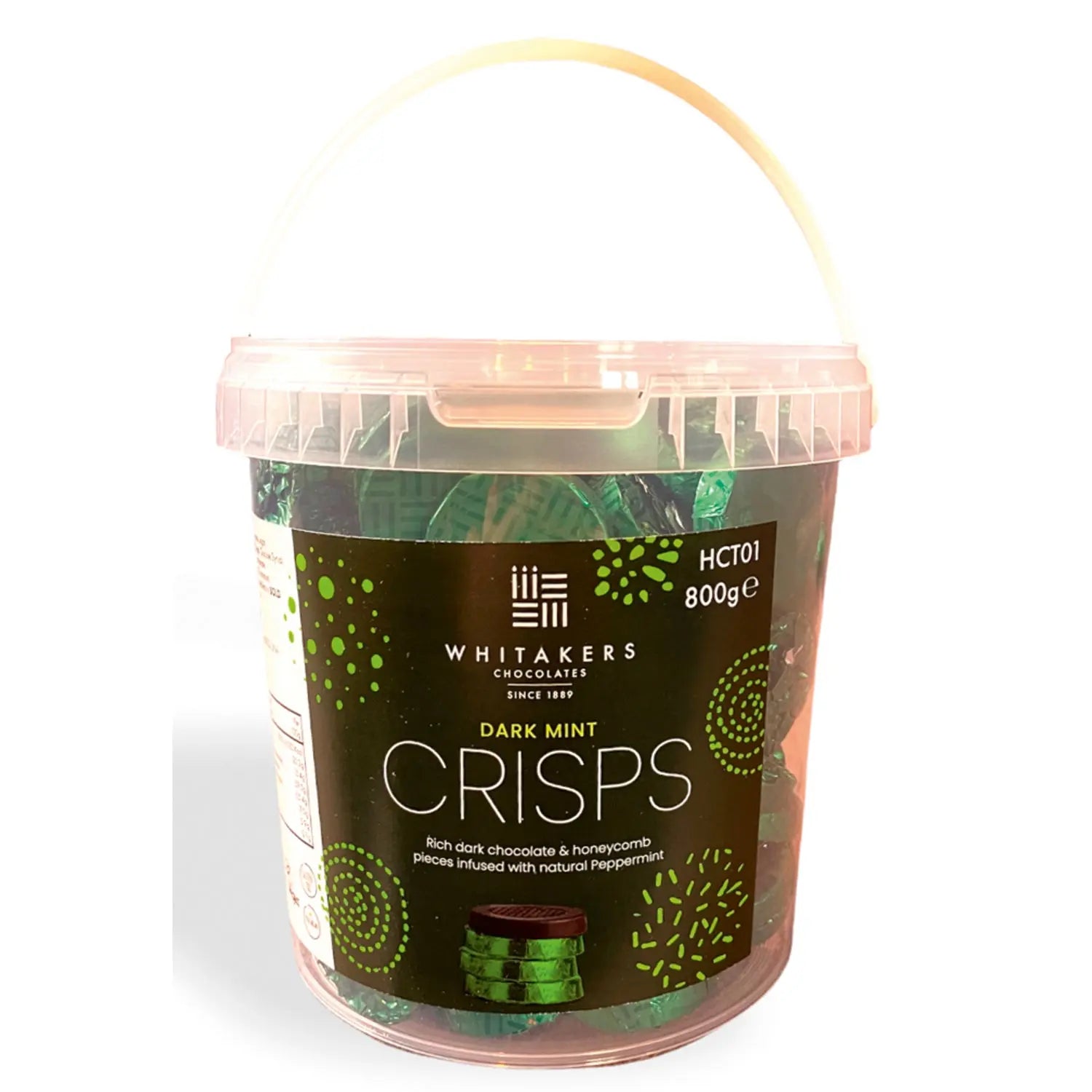 Dark mint crisp - dark chocolate with honeycomb pieces in green coloured foil 128pcs Jag Couture London - New York