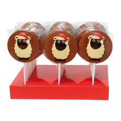 Hand decorated milk chocolate Christmas sheep lollies