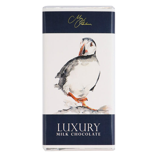 Meg Hawkins Puffin design milk chocolate bar