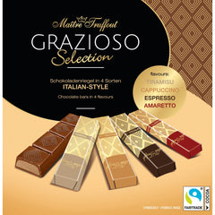 Grazioso Italian style milk and dark chocolate bars - amaretto, cappuccino, tiramisu, espresso