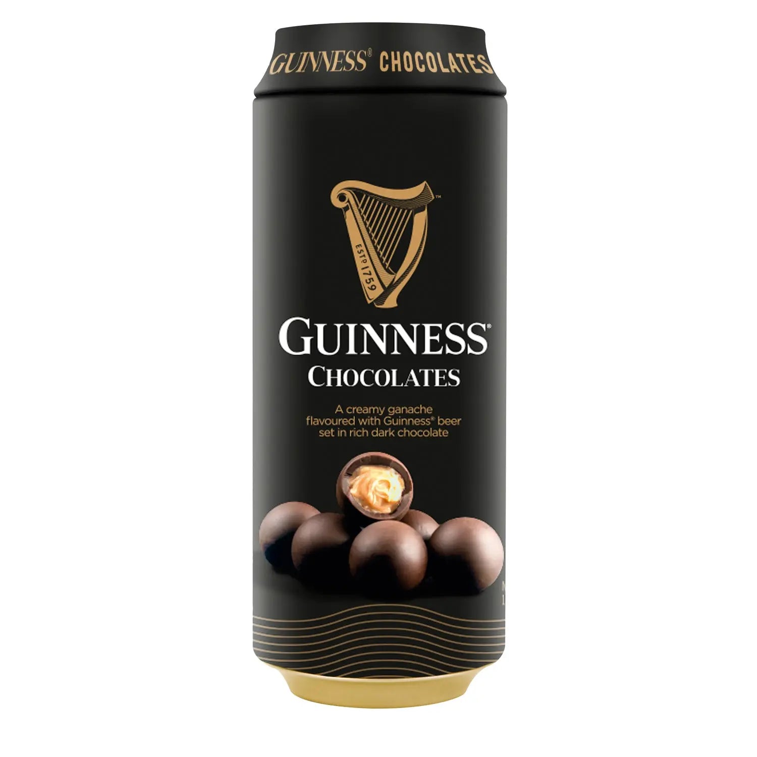 Guinness beer can with creamy Guinness flavoured ganache filled dark chocolate balls Jag Couture London - New York