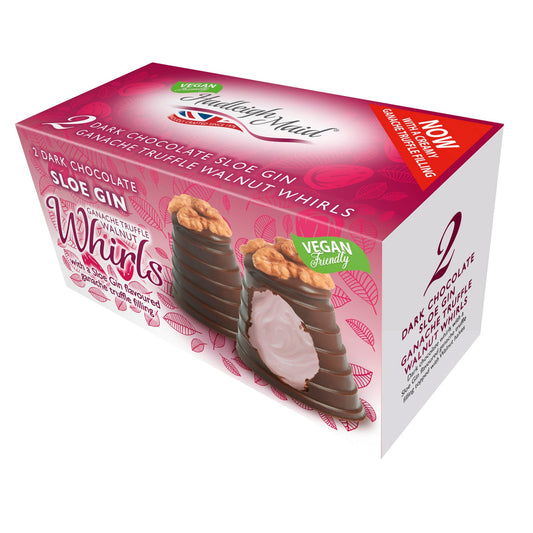 Vegan friendly dark chocolate sloe gin truffle walnut whirls twin pack