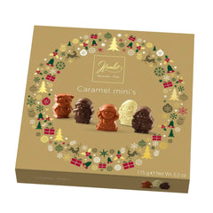 Hamlet gold carton of assorted chocolate caramel filled Christmas figures Jag Couture London - New York