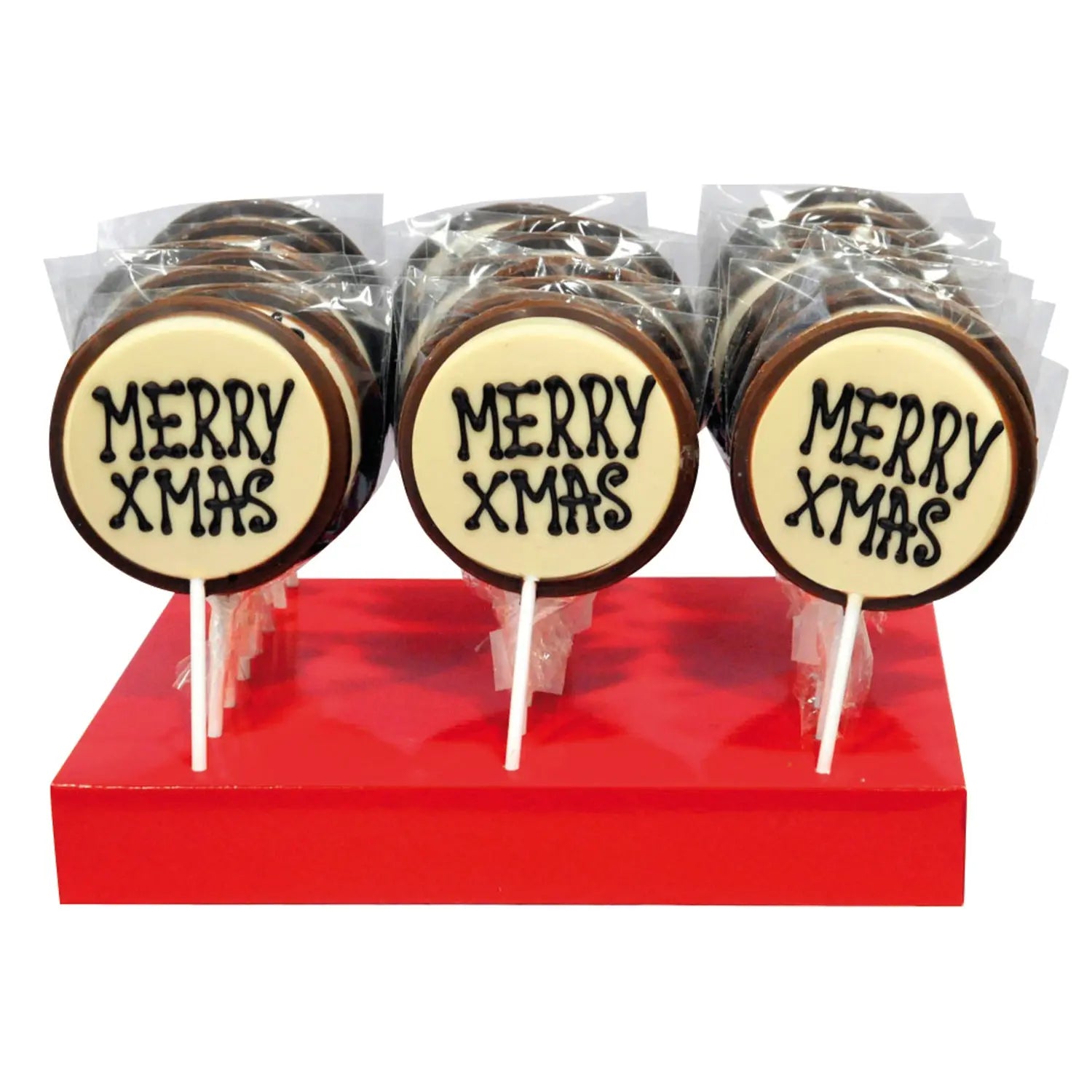 Jag Couture London - New York Hand decorated milk chocolate Merry Xmas lollies
