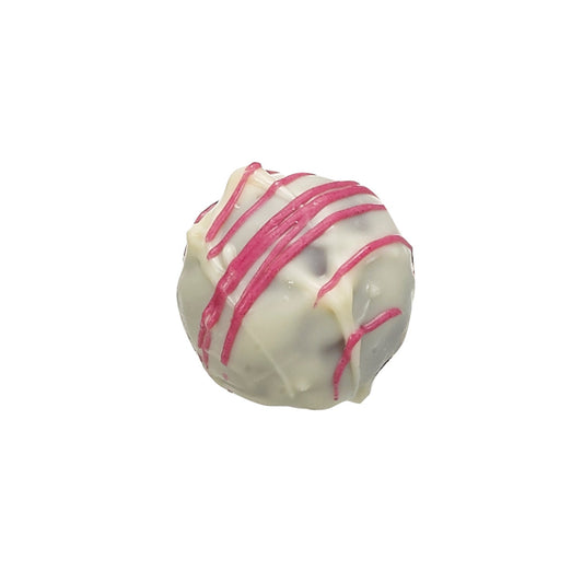 Gin and rose truffle - enrobed in white chocolate 13g