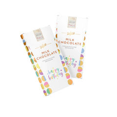 Premium milk chocolate bar in Happy Birthday message carton box