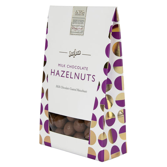 Joybox hazelnuts coated in milk chocolate in carton