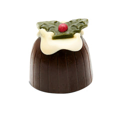 Christmas Pudding - domed dark chocolate rum truffle with a white chocolate and holly decoration 12g Approx 860g