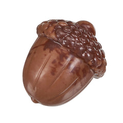 Milk chocolate acorn with hazelnut praline filling and a dark chocolate flambe finish 13g