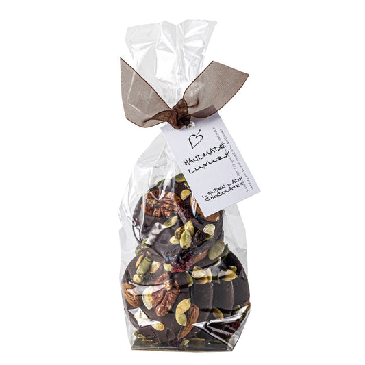 Linden Lady gift bags of dark chocolate mendiants