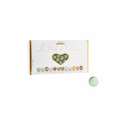 Les Perles Summer Vert - toasted hazelnut in dark and white chocolate green coloured sugar Jag Couture London - New York