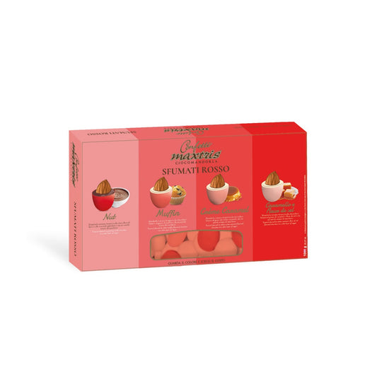 Sfumati Rosso - toasted almonds in milk or white chocolate flavour mix in red coloured sugar