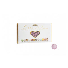 Les Perles Summer Rose - toasted hazelnut in dark and white chocolate pink coloured sugar