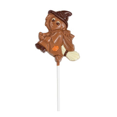 Decorated solid milk chocolate happy witch lolly