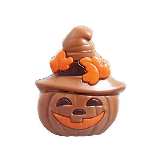 Hollow milk chocolate pumpkin with hat figure 8.5cm