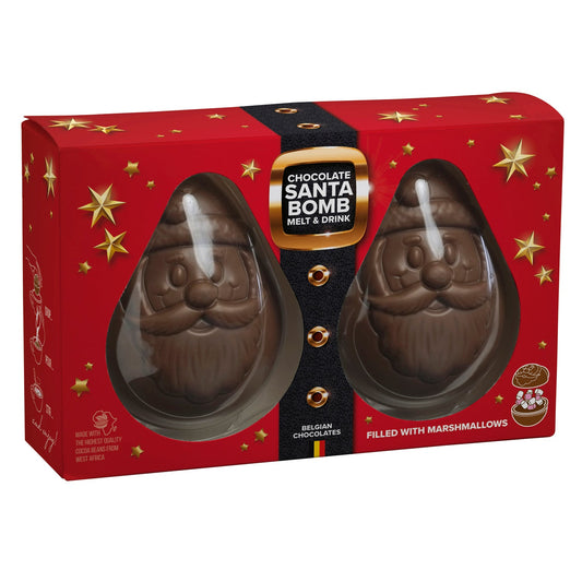 Duo Santa milk chocolate bomb with mini marshmallows in gift box - VAT FREE