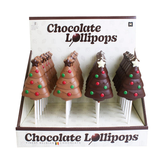 Solid decorated milk and dark chocolate Christmas tree lolly