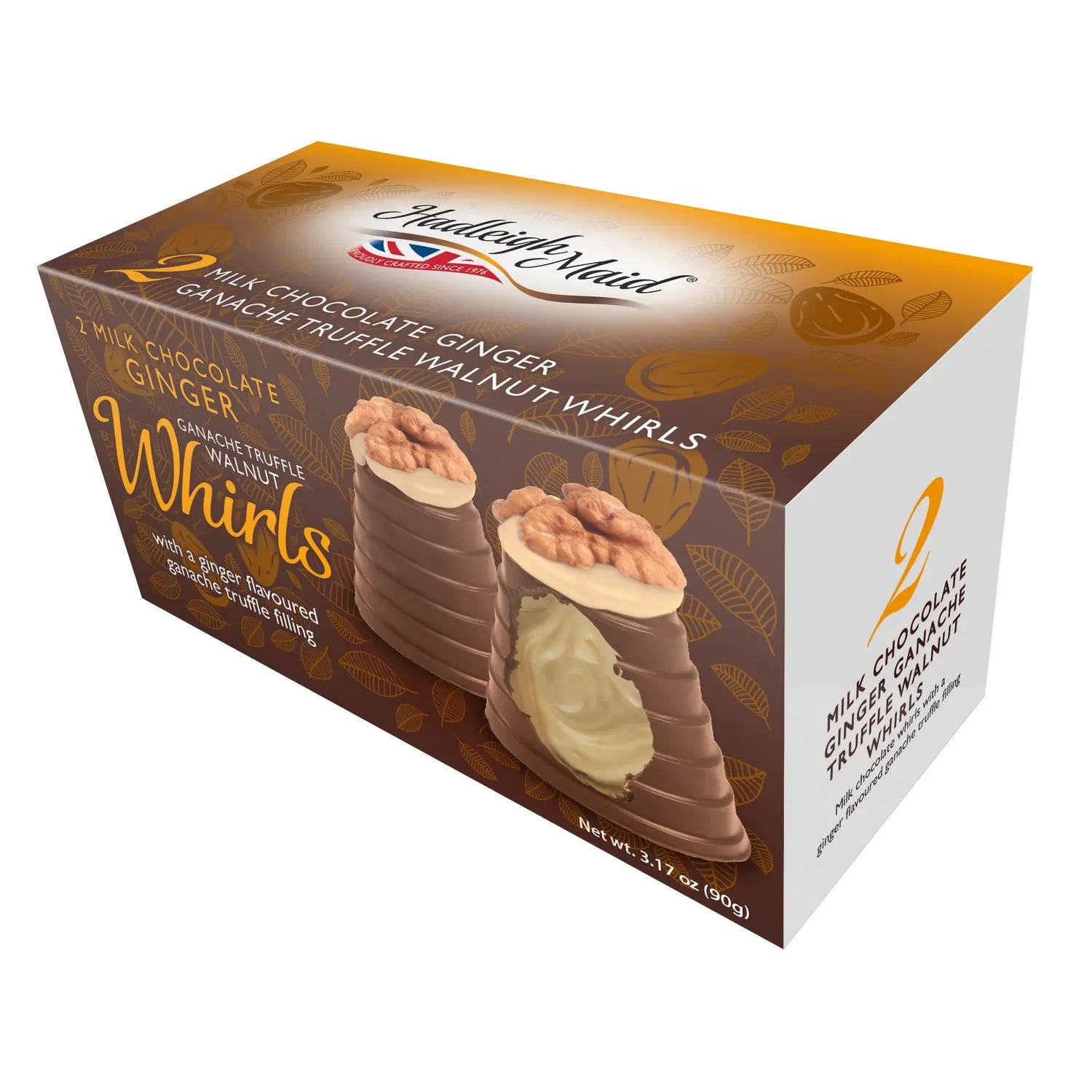 Milk chocolate ginger ganache walnut whirls twin pack Jag Couture London - New York