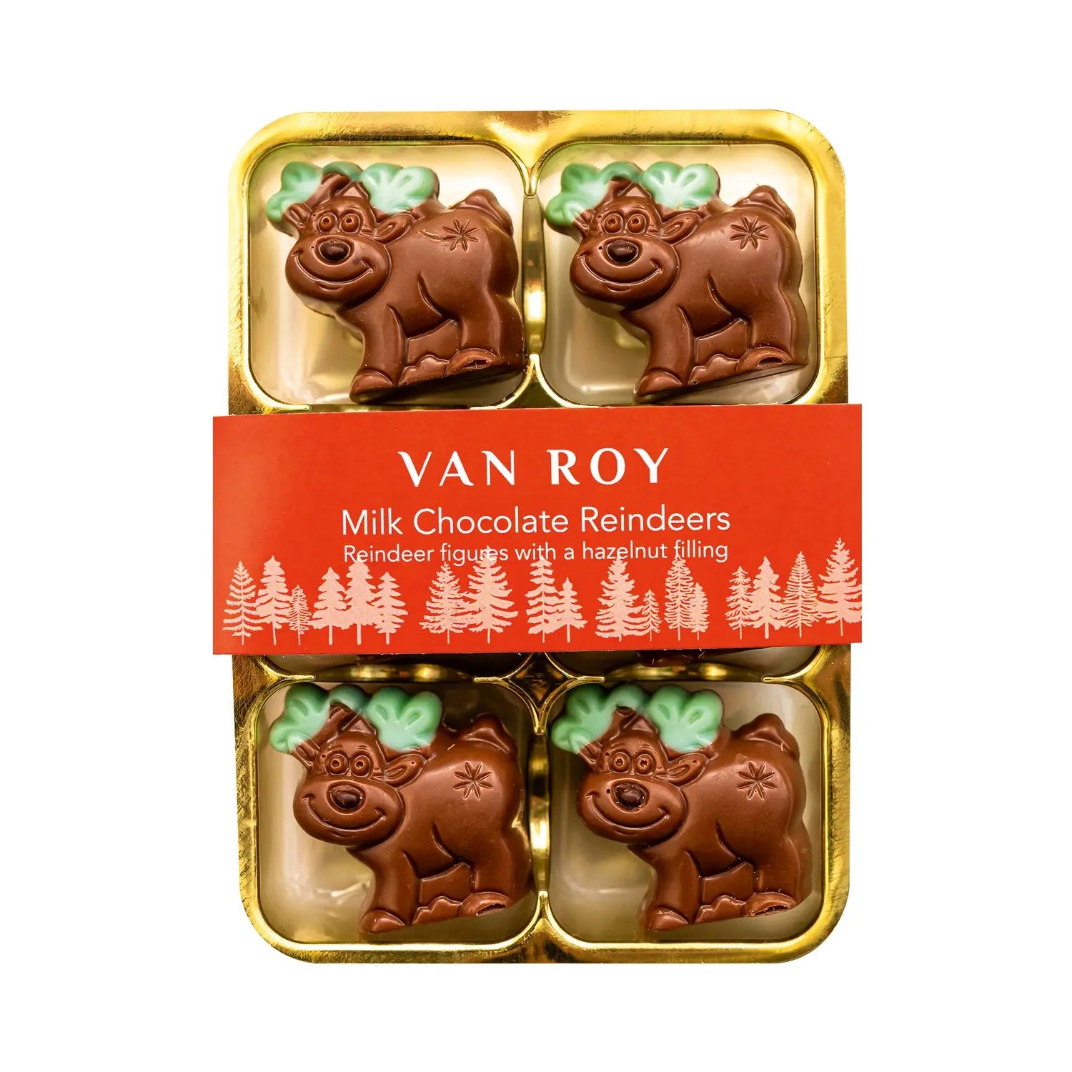 Milk chocolate reindeer figures with hazelnut filling in cello pack Jag Couture London - New York