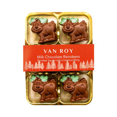 Milk chocolate reindeer figures with hazelnut filling in cello pack Jag Couture London - New York