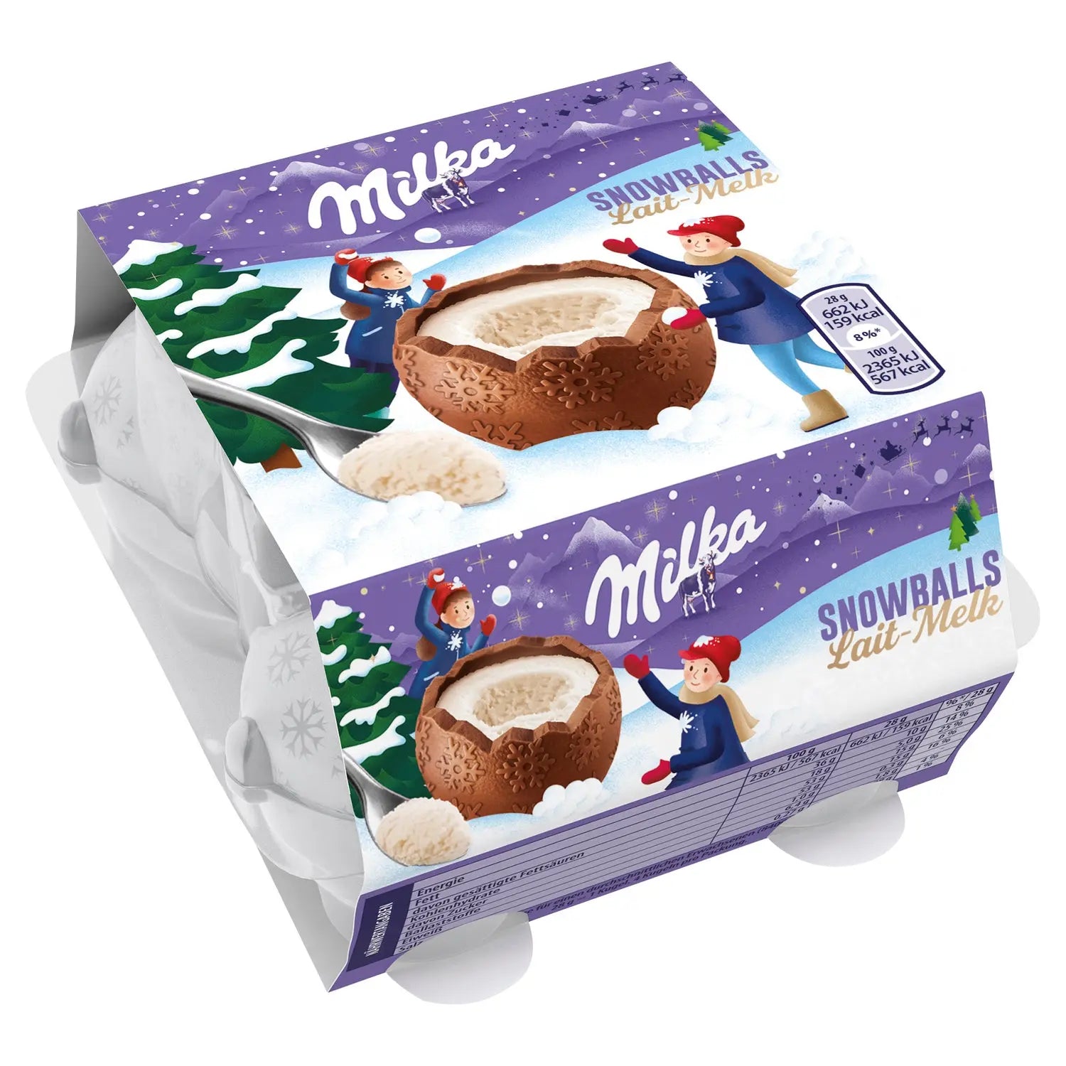 Milka milk chocolate snowballs with milk crème filling in 4 pack Jag Couture London - New York
