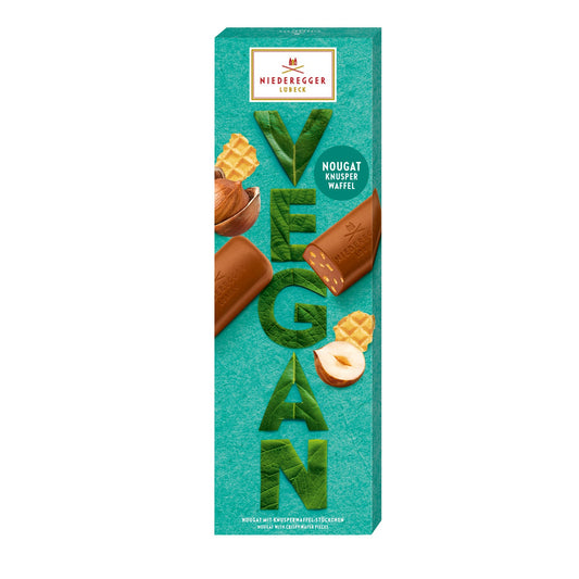 Vegan Nougat - alternative to milk chocolate praline loaves with crispy wafer pieces