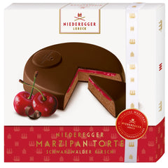 Marzipan cake - black forest flavoured marzipan in dark chocolate