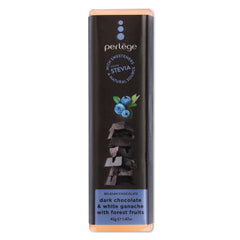 Dark chocolate bar with white forest fruit ganache