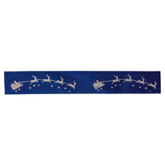 Midnight blue single faced satin ribbon with Santa on sleigh design