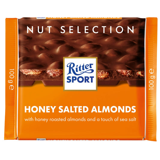 Ritter Sport milk chocolate with honey, salt and almonds bar