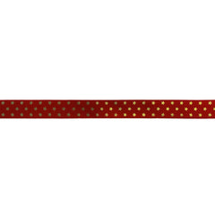 Jag Couture London - New York Red single faced satin ribbon with gold twinkling stars